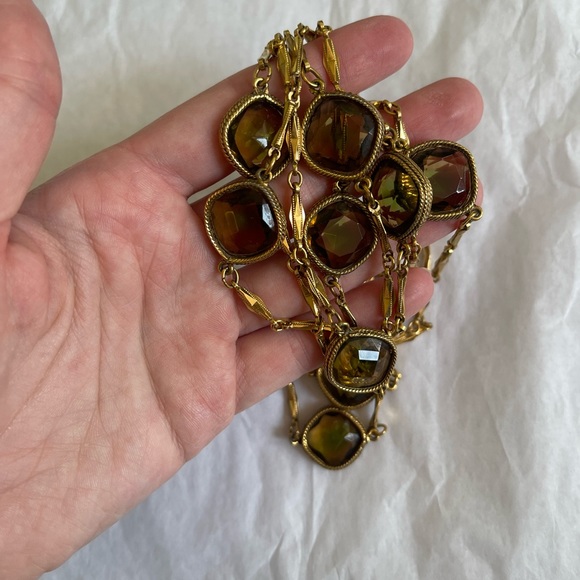 Accessocraft NYC Glass Gold Plated Sautoir Station Necklace - Picture 3 of 7